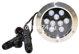 Подводный светодиодный прожектор (LED) 9 диодов, 25°, 12V.DC, холодный белый Подводный светодиодный прожектор (LED) 9 диодов, 25°, 12V.DC, холодный белый