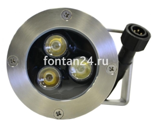 Подводный светодиодный прожектор (LED) 3 диода, 45°, 12V.DC, теплый белый Подводный светодиодный прожектор (LED) 3 диода, 45°, 12V.DC, теплый белый