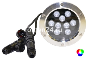 Подводный светодиодный прожектор (LED) 9 диодов, 25°, 12V.DC, RGB Подводный светодиодный прожектор (LED) 9 диодов, 25°, 12V.DC, RGB